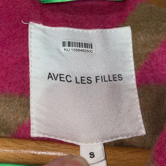 Avec Les Filles Wool Blend Brown Pink Oversized Houndstooth Printed Coat - Picture 2 of 10